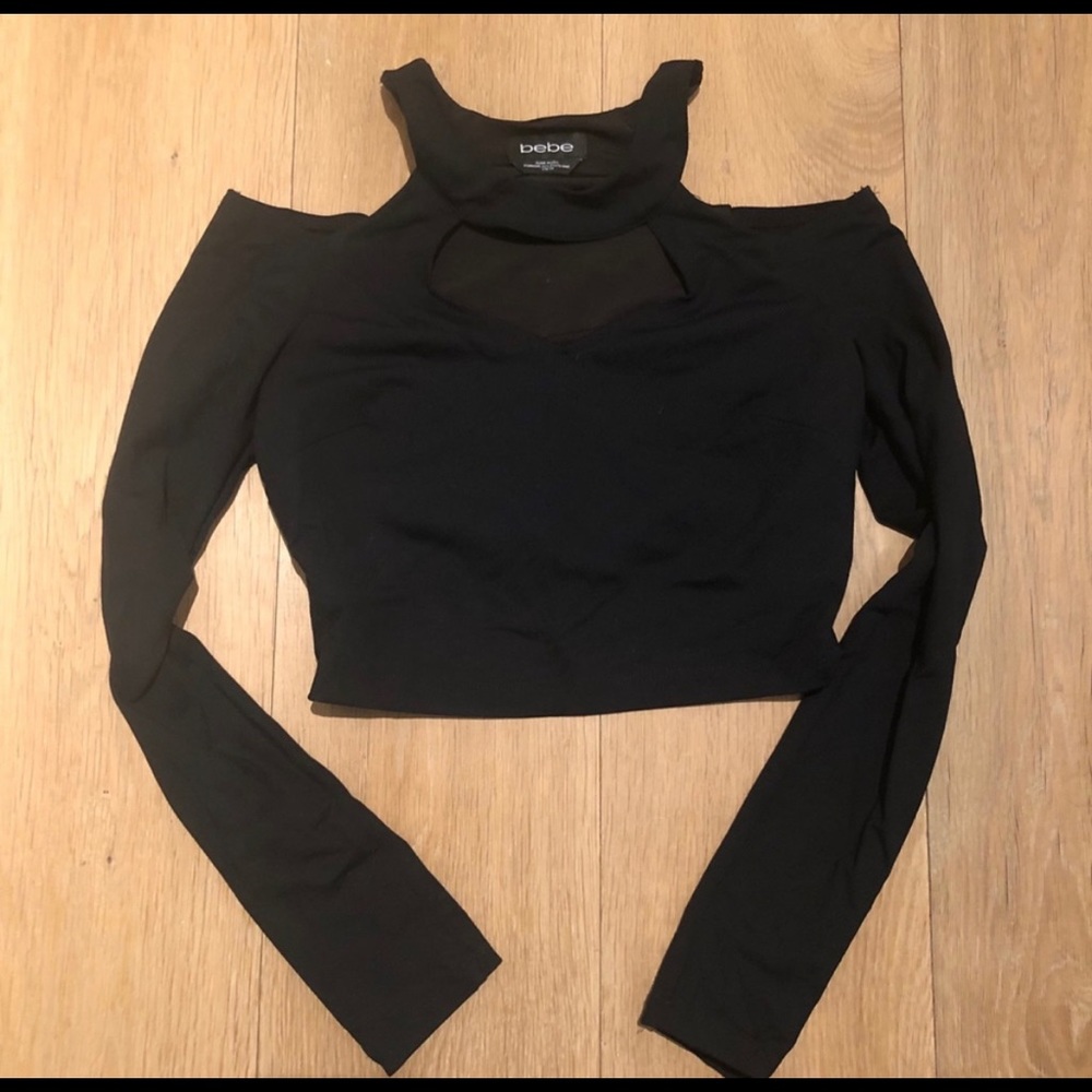 Bebe black cutout crop top